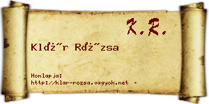 Klár Rózsa névjegykártya
