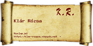 Klár Rózsa névjegykártya